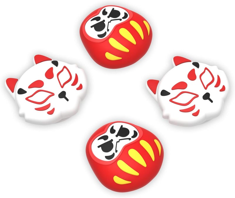 playvital Joystick Caps for Nintendo Switch, Thumbstick Caps for Switch Lite, Analog Cover for OLED Joycon Thumb Grips - Daruma & Kitsune - Image 5